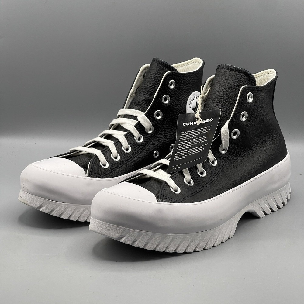Converse Women's 10.5 Black Leather Platform Sneakers CTAS Lugged Lift A03704C